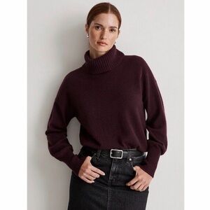 Madewell Responsible Cashmere Turtleneck Sweater in Color Merlot